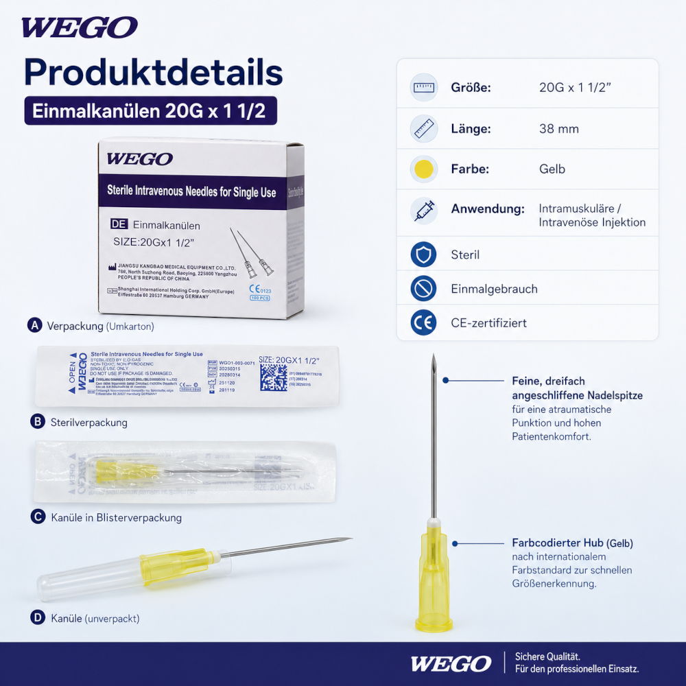 WEGO Einmalkanülen 20G*1 1/2, 100stk – Bild 4