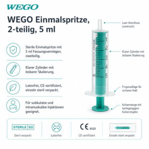 WEGO Einmalspritze, 2-teilig, 5ml, 100stk